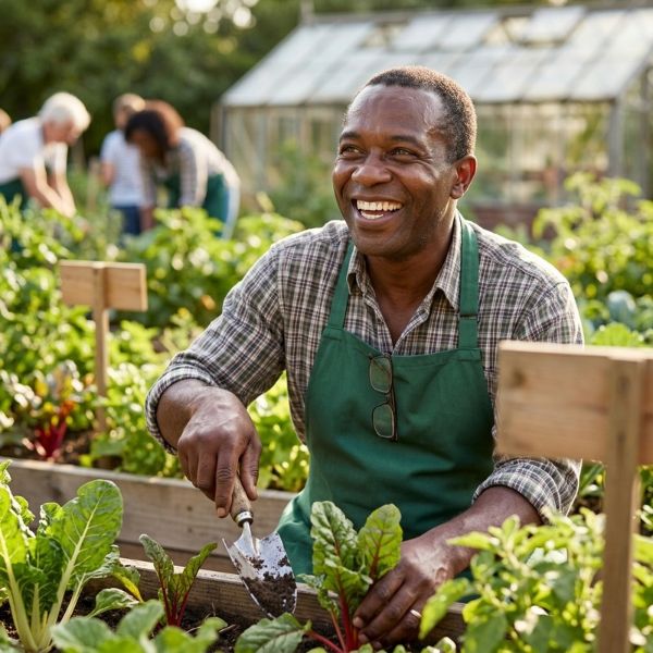 man in garden