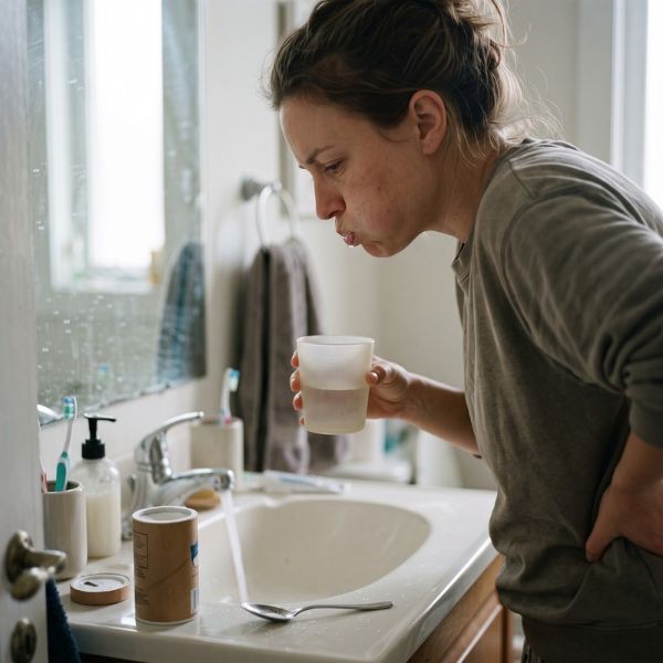 woman gurgling salt water