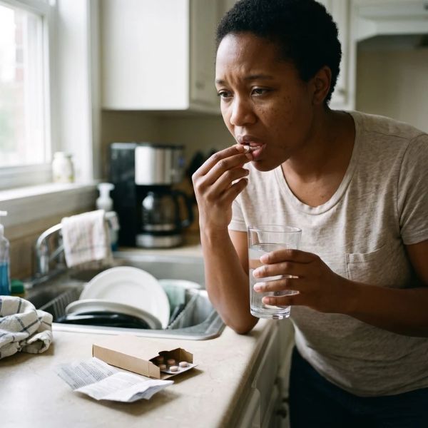 woman taking medicine